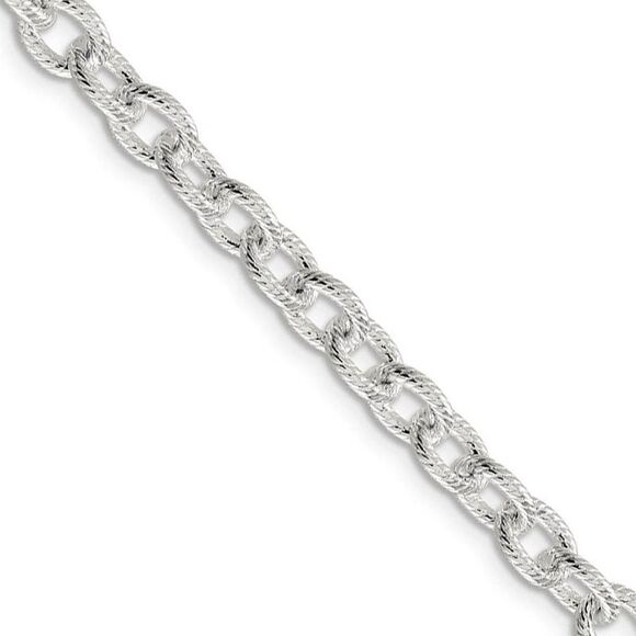 6.25mm Sterling Silver Fancy Solid Rolo Chain Necklace 24 Inch